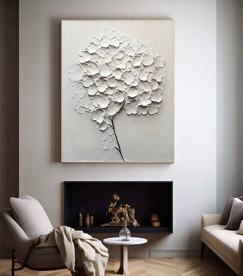 Large Black and White Textured Art - Framed Minimalist Modern Painting