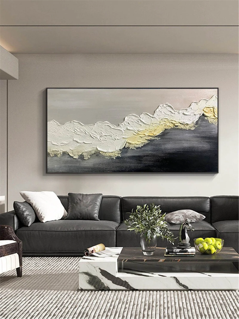 Large Modern Abstract Painting 3D Texture Canvas Framed Art for Sale