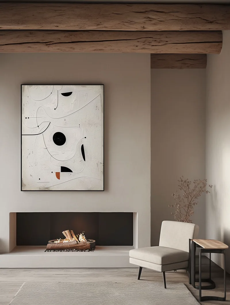 Modern Minimalist Black and White 3D Textured Art - Framed Design