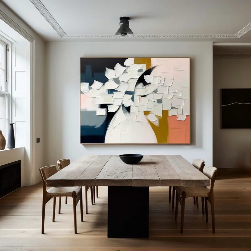Large Colorful Hand-Painted 3D Mural for Interior Wall Decor