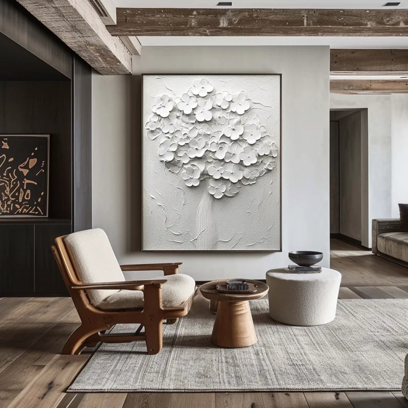 Framed Black and White 3D Texture Art - Minimalist Modern Design