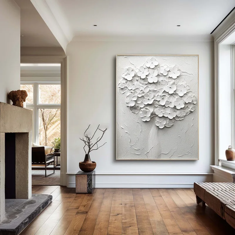 Framed Black and White 3D Texture Art - Minimalist Modern Design