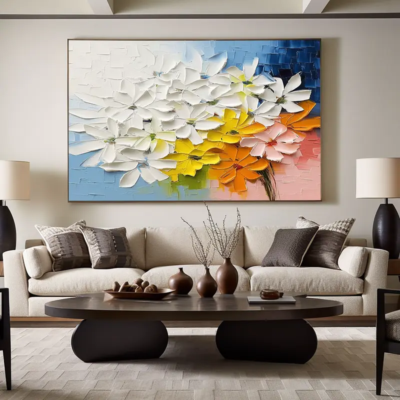 Colorful Abstract Wall Art – Large 3D Textured Modern Interior Decor