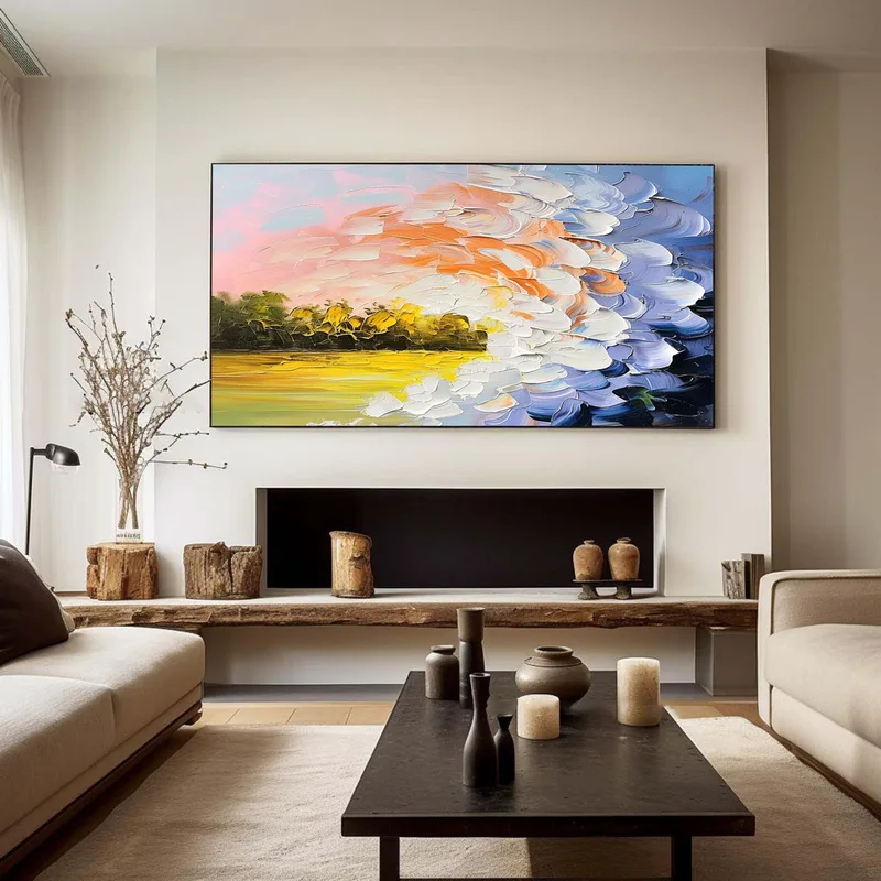 Colorful 3D Textured Floral Art – Large Wall Painting for Interiors