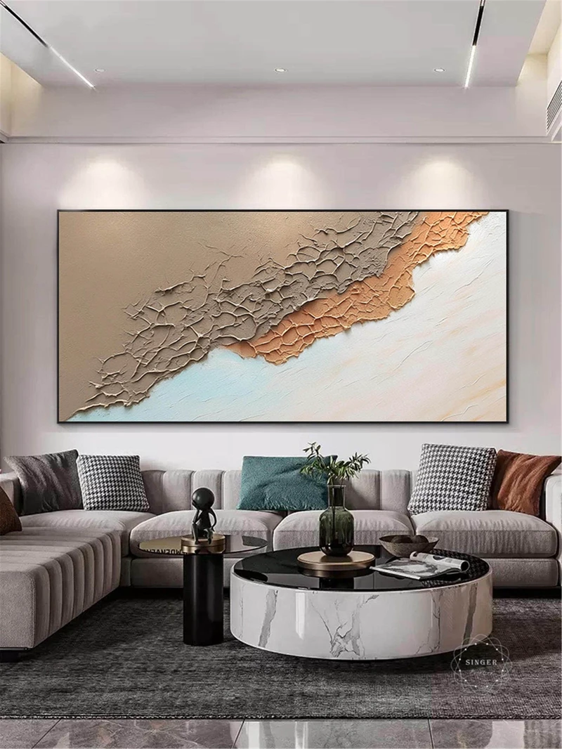 Framed Modern Abstract Textured Art for Living Room Wall Decor