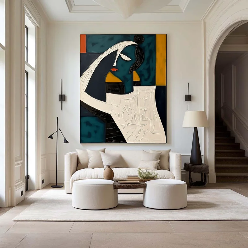 Colorful 3D Textured Oil Painting – Large Modern Abstract Mural