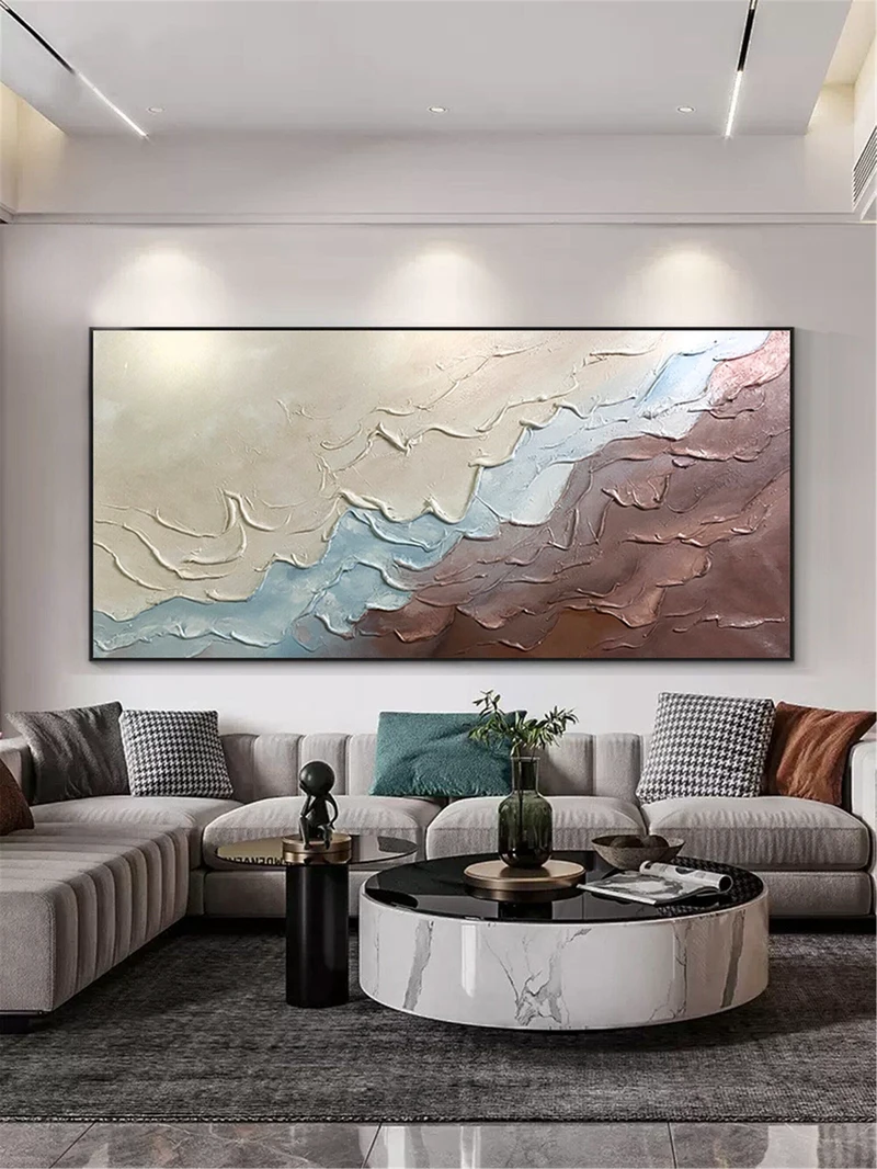3D Abstract Acrylic Painting for Minimalist Living Room Wall Decor