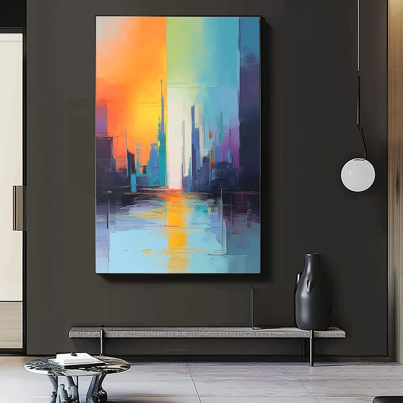 Colorful Modern Abstract Painting – Large 3D Textured Wall Art