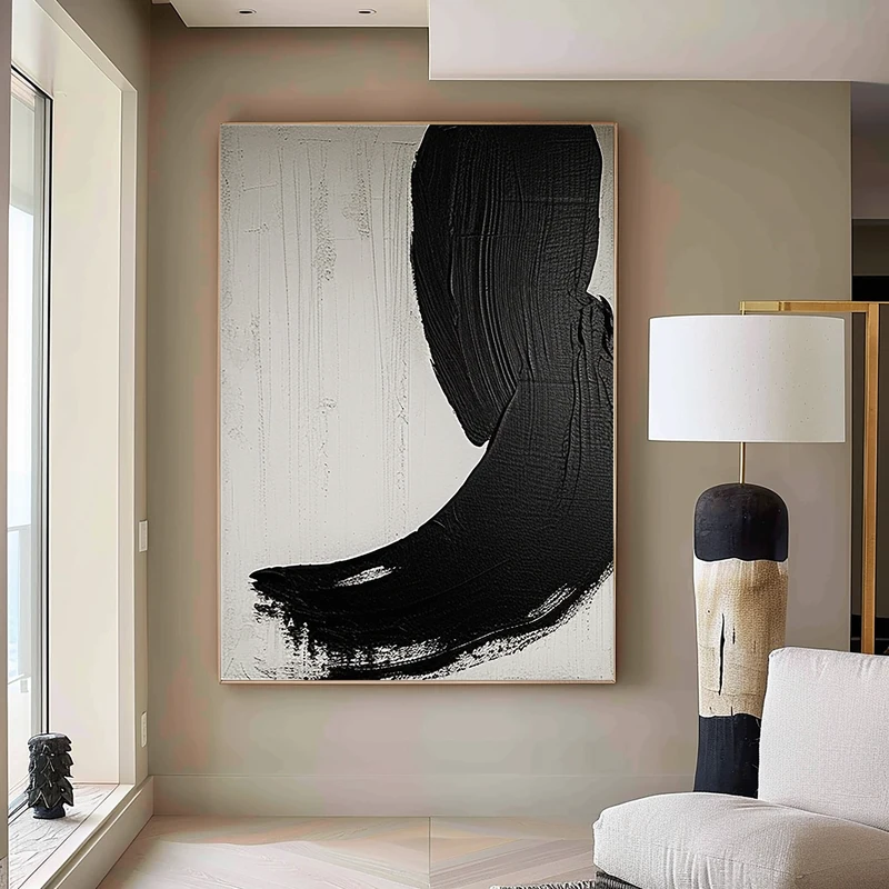 Buy Large Black and White 3D Textured Art - Minimalist Framed Design