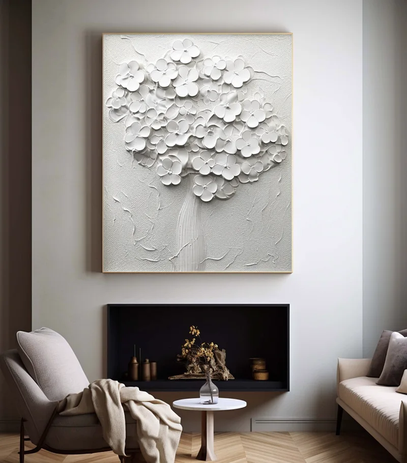 Framed Black and White 3D Texture Art - Minimalist Modern Design