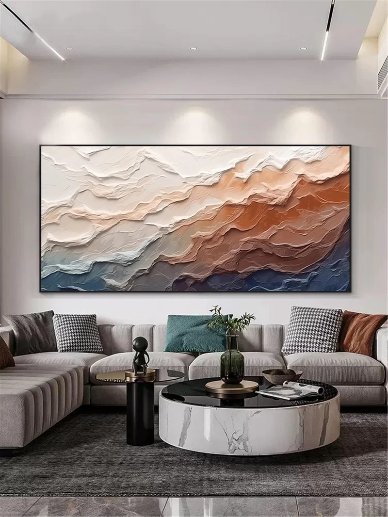 Large Abstract Painting Framed Canvas 3D Texture Modern Minimalist Design