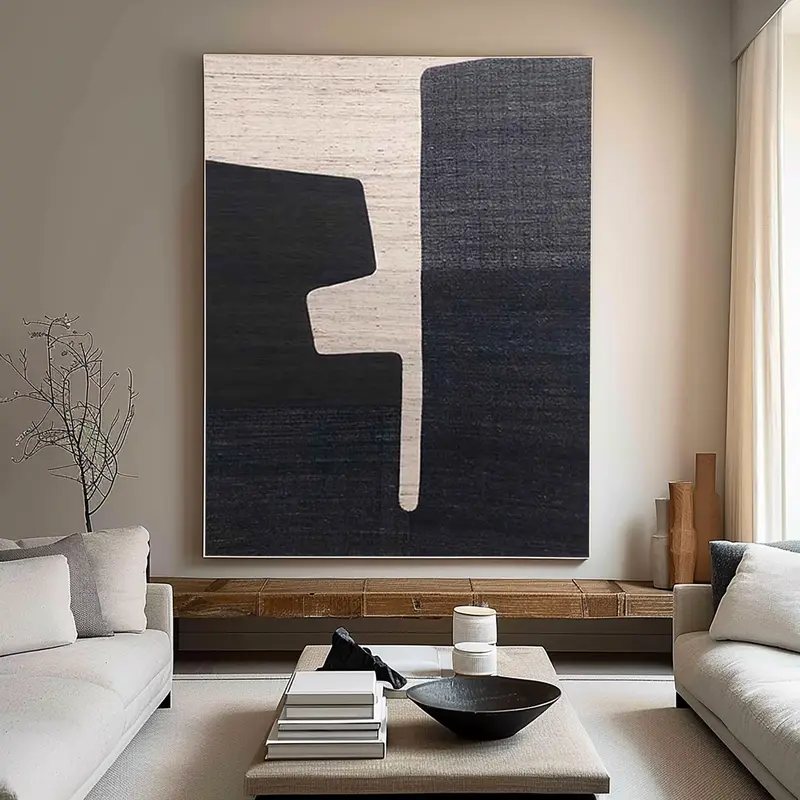 Buy Black and White 3D Textured Art - Modern Framed Minimalist Painting