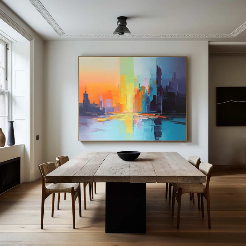 Hand-Painted Large Colorful Abstract Oil Painting for Interiors
