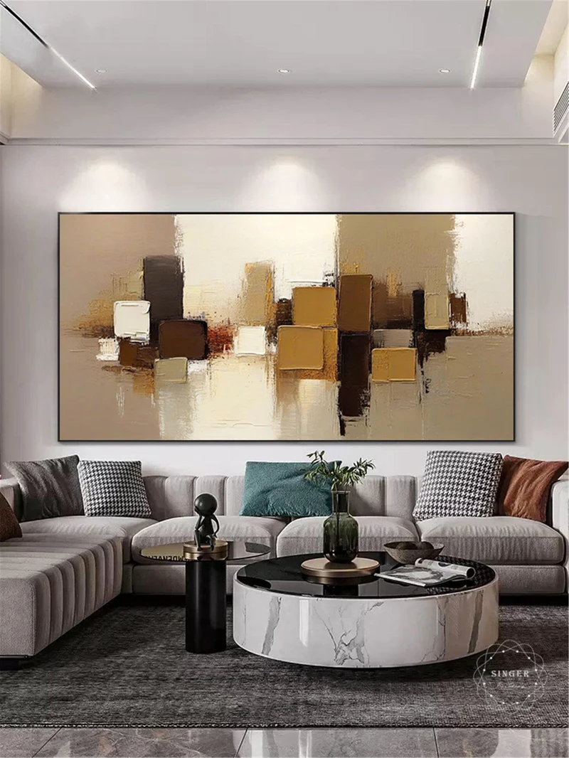 Framed 3D Abstract Texture Art Large Canvas Painting Minimalist Design