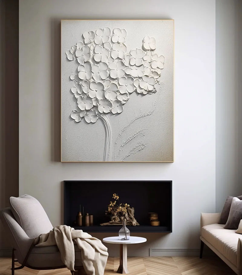 Large 3D Textured Black and White Minimalist Painting - Buy Now