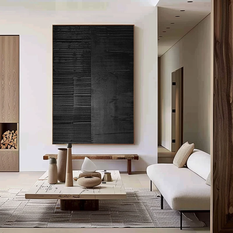 Buy Modern Black and White 3D Texture Art - Minimalist Framed Design