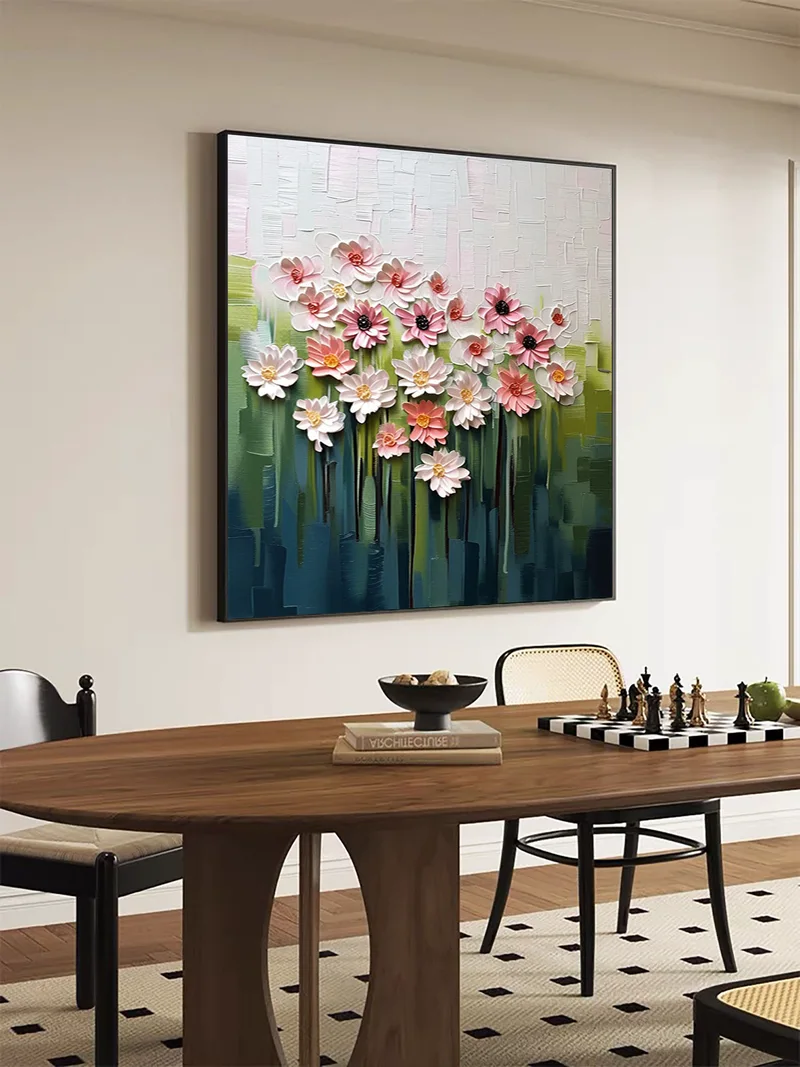 Modern Colorful Abstract Cityscape Painting – Large 3D Mural