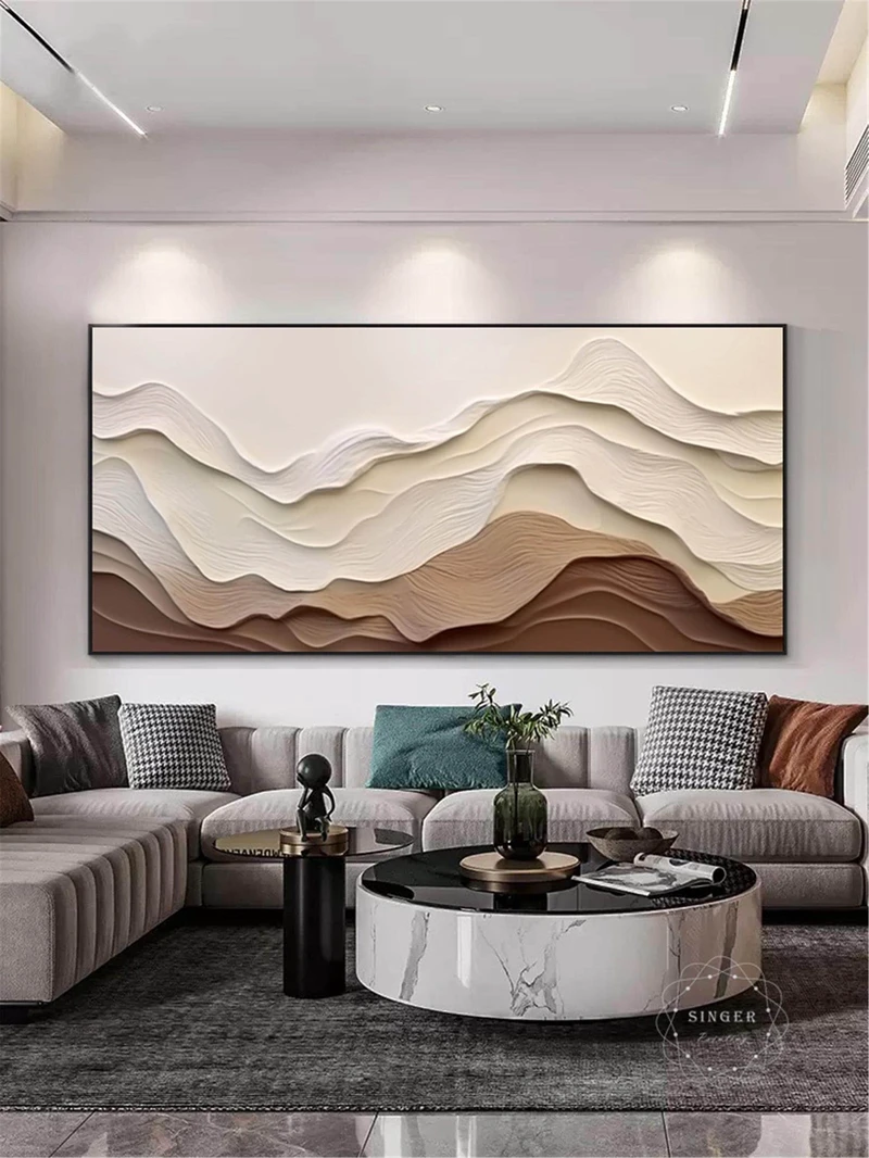 Minimalist Blue Abstract Textured Art for Modern Living Room Wall Decor
