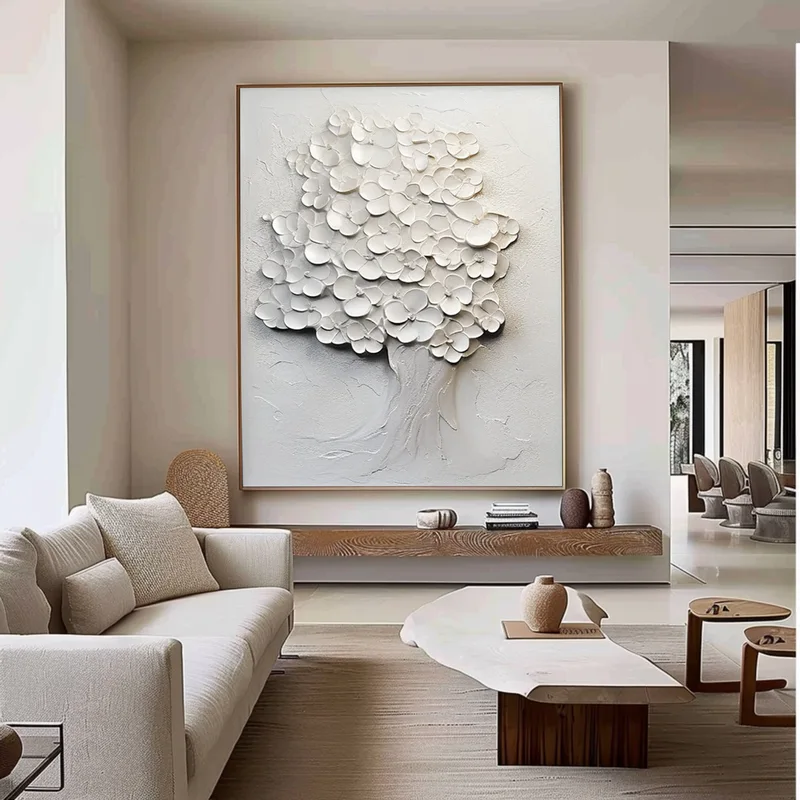 Large Modern Black and White 3D Textured Art for Sale