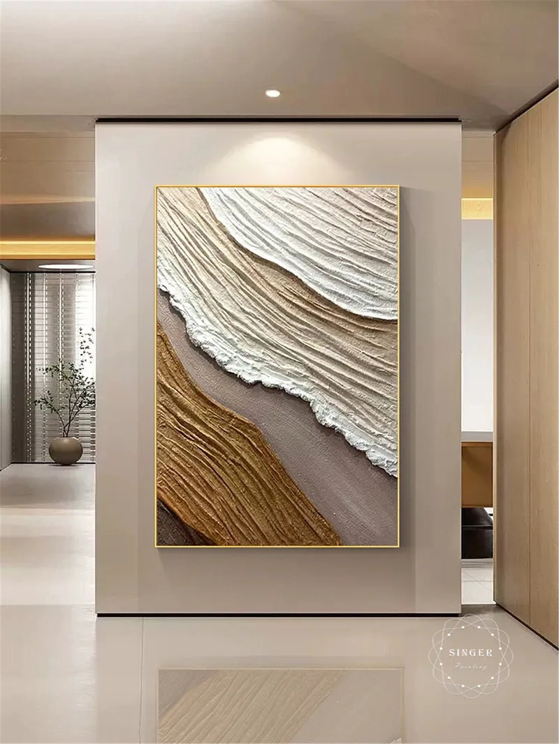 Framed 3D Abstract Texture Art Large Canvas Painting Modern Artwork Sale