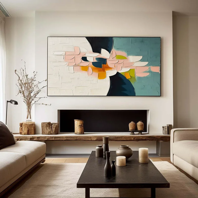 Colorful 3D Textured Sunset Painting – Modern Interior Wall Art