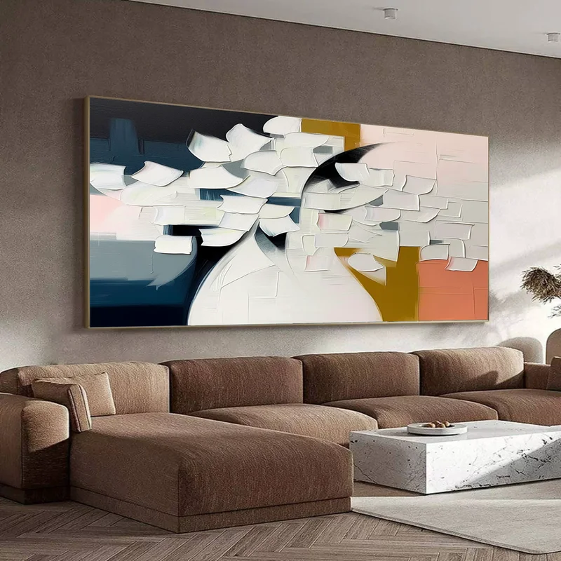 Large Colorful Hand-Painted 3D Mural for Interior Wall Decor
