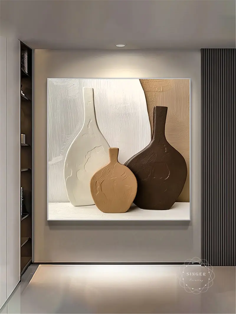 Framed Abstract Texture Art Large 3D Modern Canvas Painting for Sale