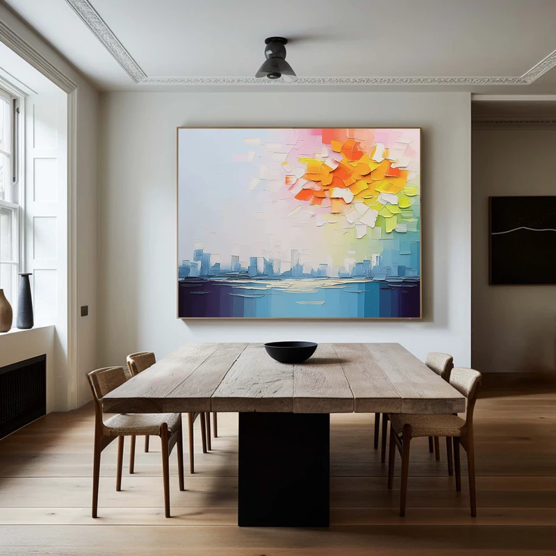 Large Colorful Floral Abstract Painting for Modern Living Spaces