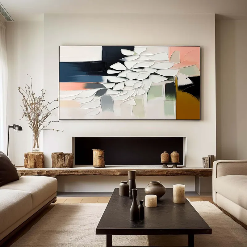 Modern Large Colorful Wall Art – 3D Textured Oil Painting