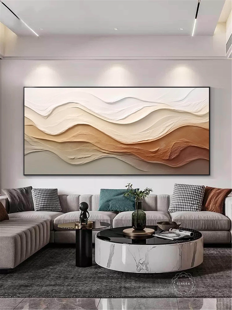 Framed Large Abstract Texture Art Canvas 3D Modern Minimalist Painting
