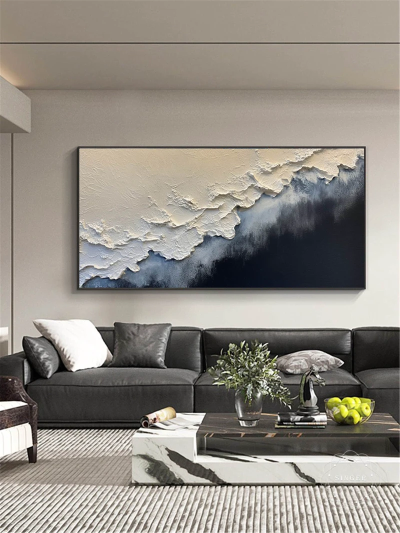 Framed Abstract Texture Art for Minimalist Living Room Wall Decor