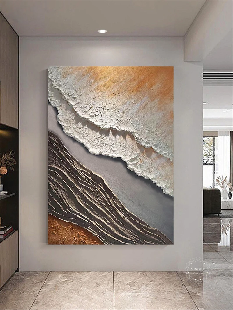 Abstract Texture Art Canvas Painting Large Framed Modern 3D Artwork