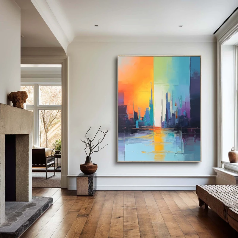 Colorful Modern Abstract Painting – Large 3D Textured Wall Art