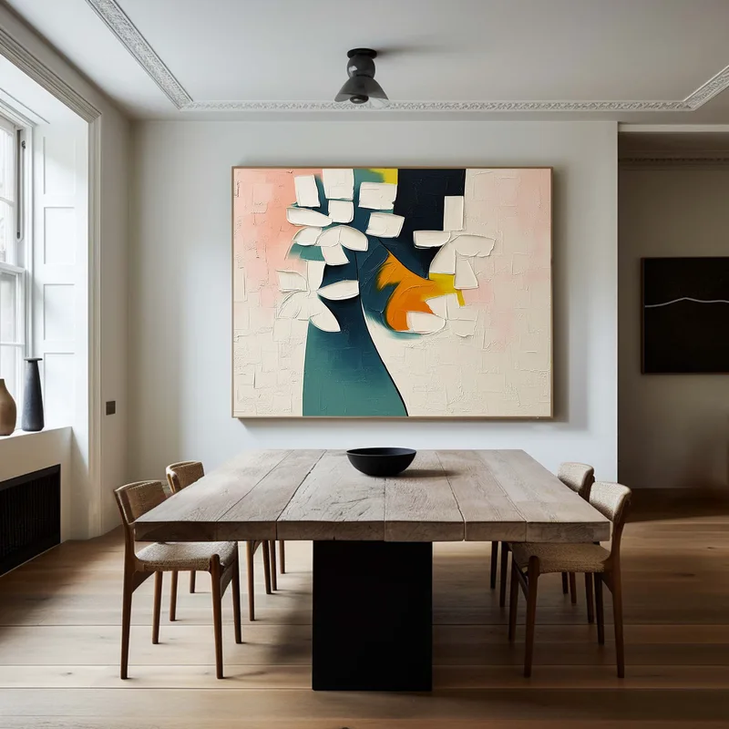 Modern Colorful 3D Textured Floral Art – Large Canvas Wall Decor