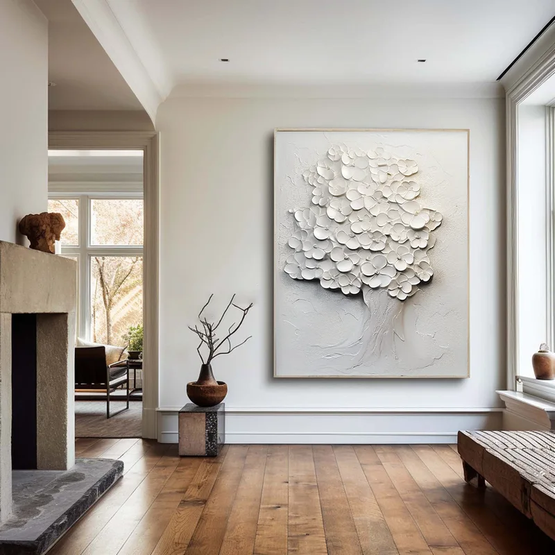 Large Modern Black and White 3D Textured Art for Sale