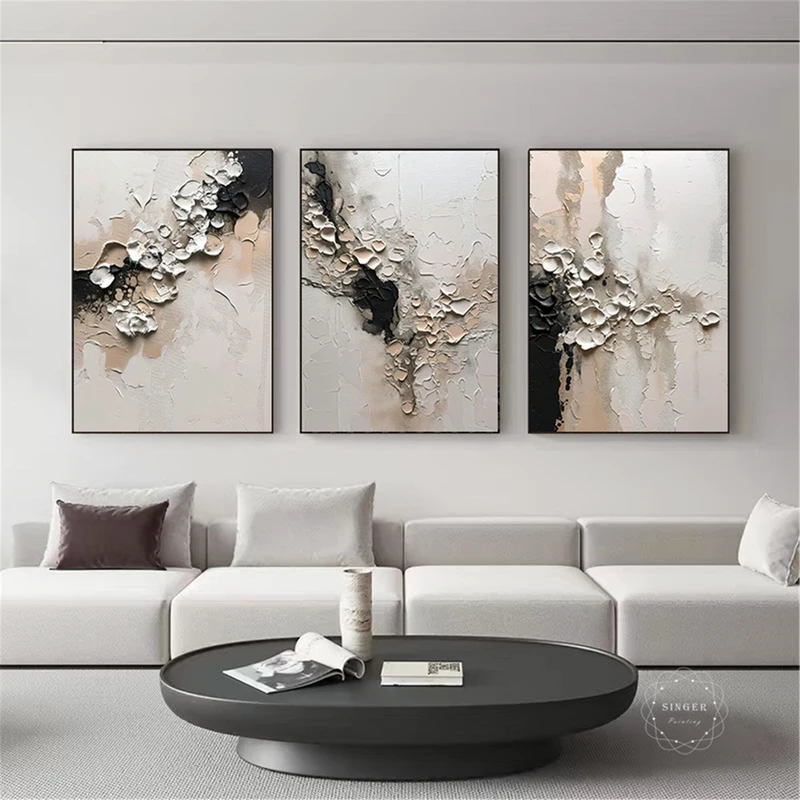Large Framed Brown Abstract Texture Art for Modern Living Room Decor