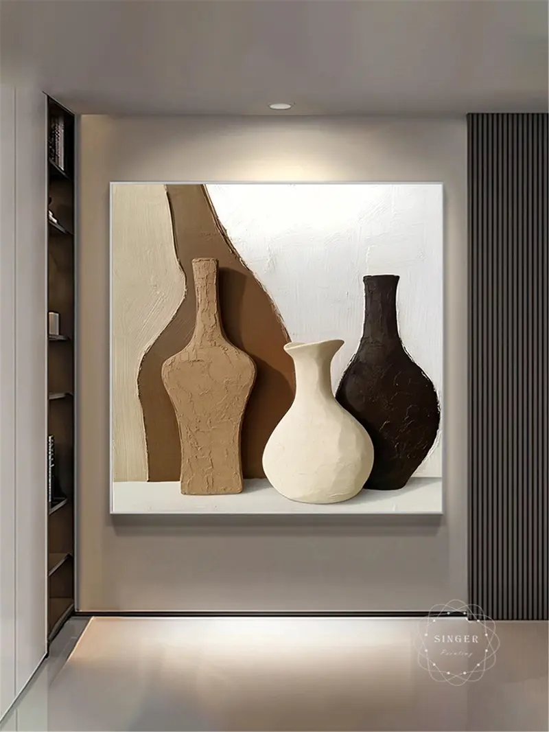 Large Canvas Painting Abstract Texture Art 3D Modern Framed Minimalist