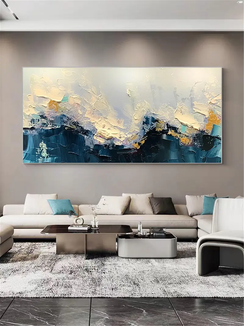 Framed Modern Abstract Texture Art for Large Living Room Wall Decor