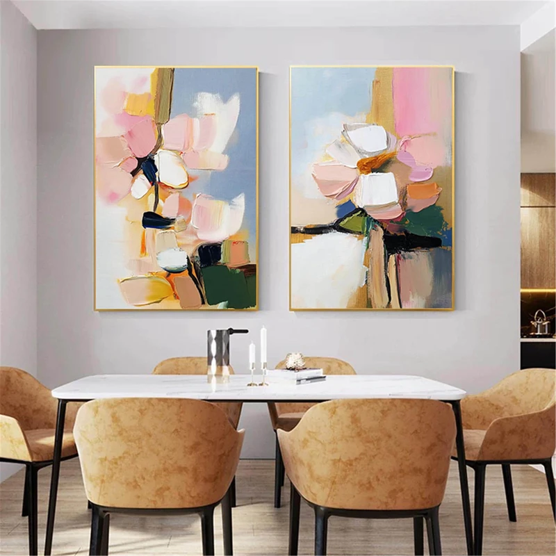 Large Modern Pink Abstract Texture Art for Living Room Wall Decor