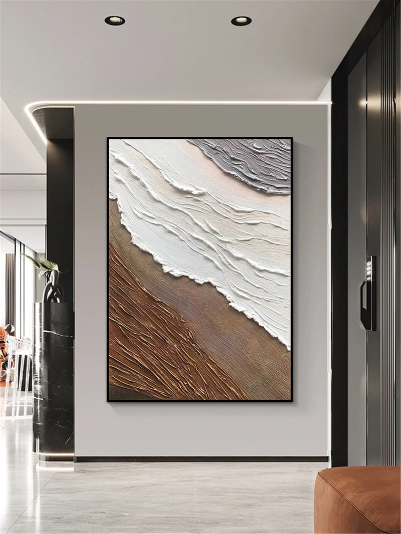Large Abstract Texture Art Canvas Painting 3D Minimalist Framed Wall Art