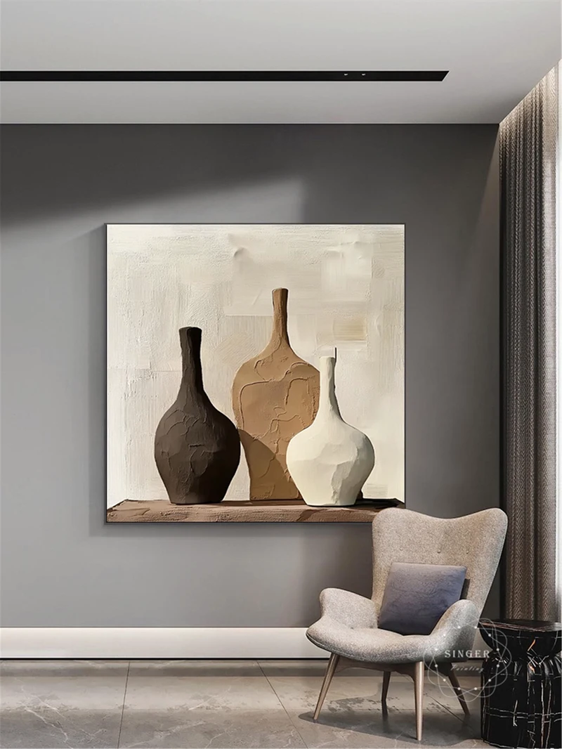Large 3D Texture Abstract Painting Framed Modern Canvas Art on Sale
