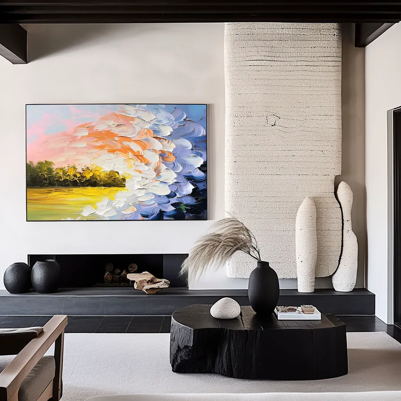 Colorful 3D Textured Floral Art – Large Wall Painting for Interiors