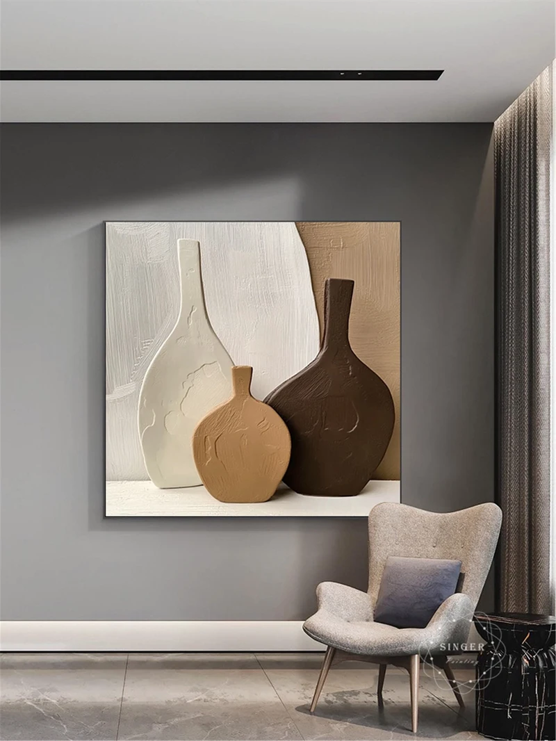 Framed Abstract Texture Art Large 3D Modern Canvas Painting for Sale