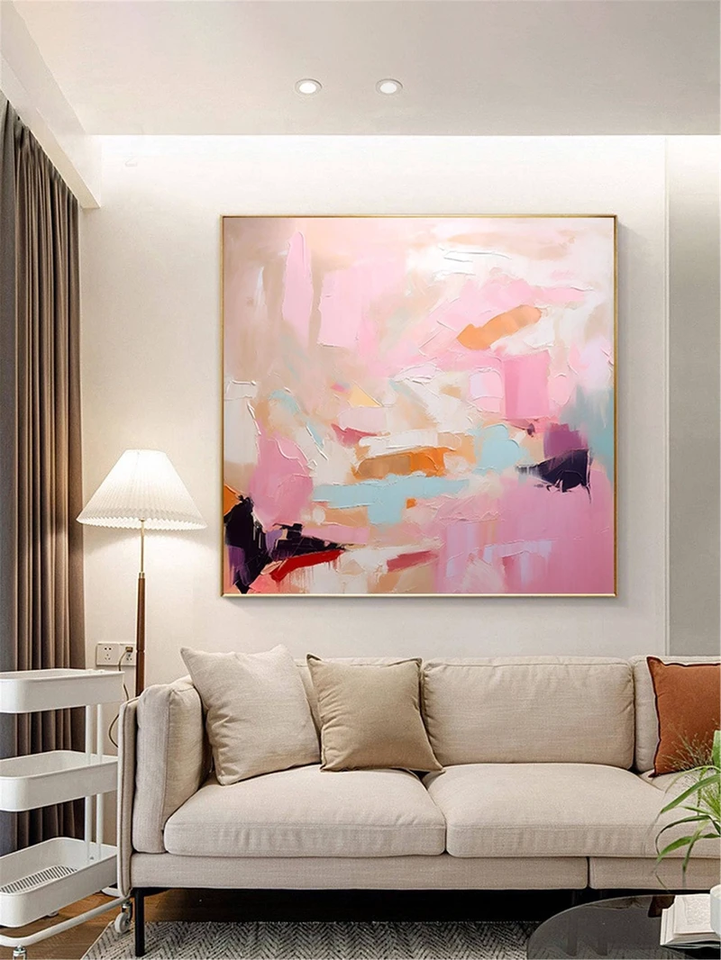 Framed Abstract Acrylic Painting with Texture for Modern Wall Decor