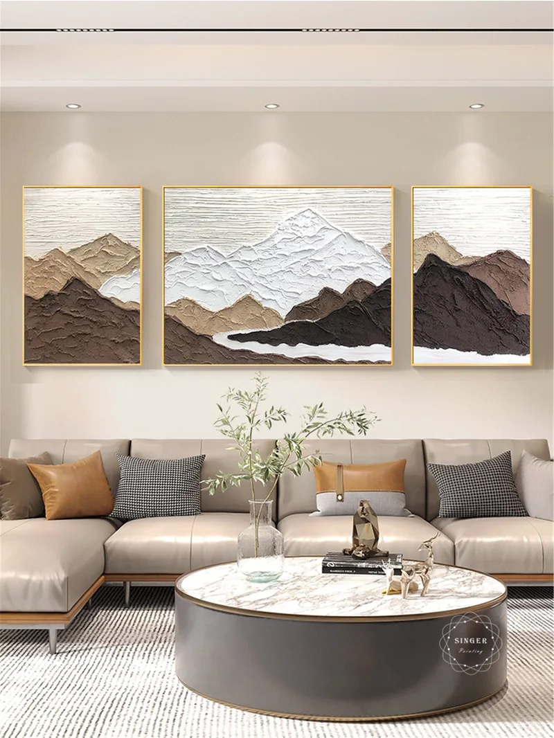 Large 3D Abstract Texture Art Canvas Painting Modern Framed Minimalist
