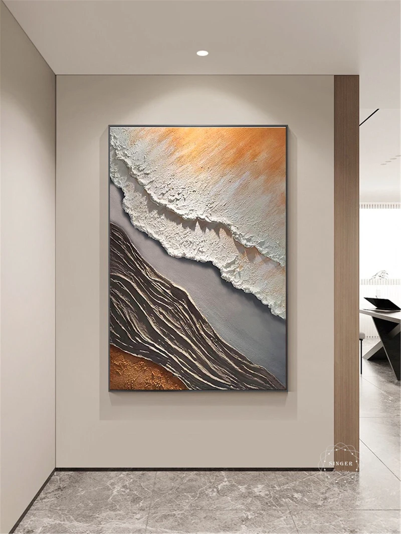 Abstract Texture Art Canvas Painting Large Framed Modern 3D Artwork