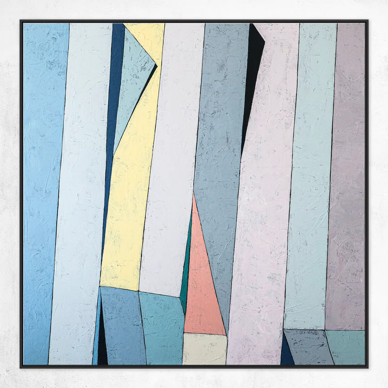 Contemporary Minimalist Abstract Original Acrylic Painting, Large Geometric Modern Canvas Wall Art | Summer deck