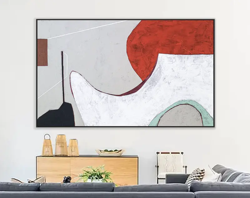 Calmness in Red Abstract Original Acrylic Painting, Large & Wide Contemporary Modern Canvas Wall Art | A forehead and notions