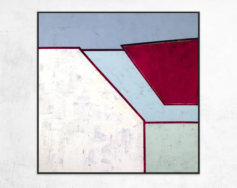 Geometric Original Abstract Acrylic Painting, Large Minimalist Modern Canvas Wall Art in Simplistic Composition | Room II