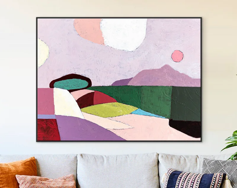 Pink Emphasis Large Original Abstract Colorful Painting, Imagining Landscape Modern Canvas Wall Art | Altrosa II